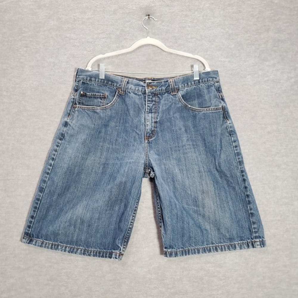 VINTAGE Anchor Blue Men Shorts 38 Blue Denim‎ Baggy Mid Rise Pockets 11"